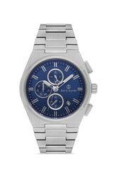 DAVID GUNER Gümüş Kaplamalı Mavi Kadranlı Erkek Kol Saati - DG-8845GA-A3