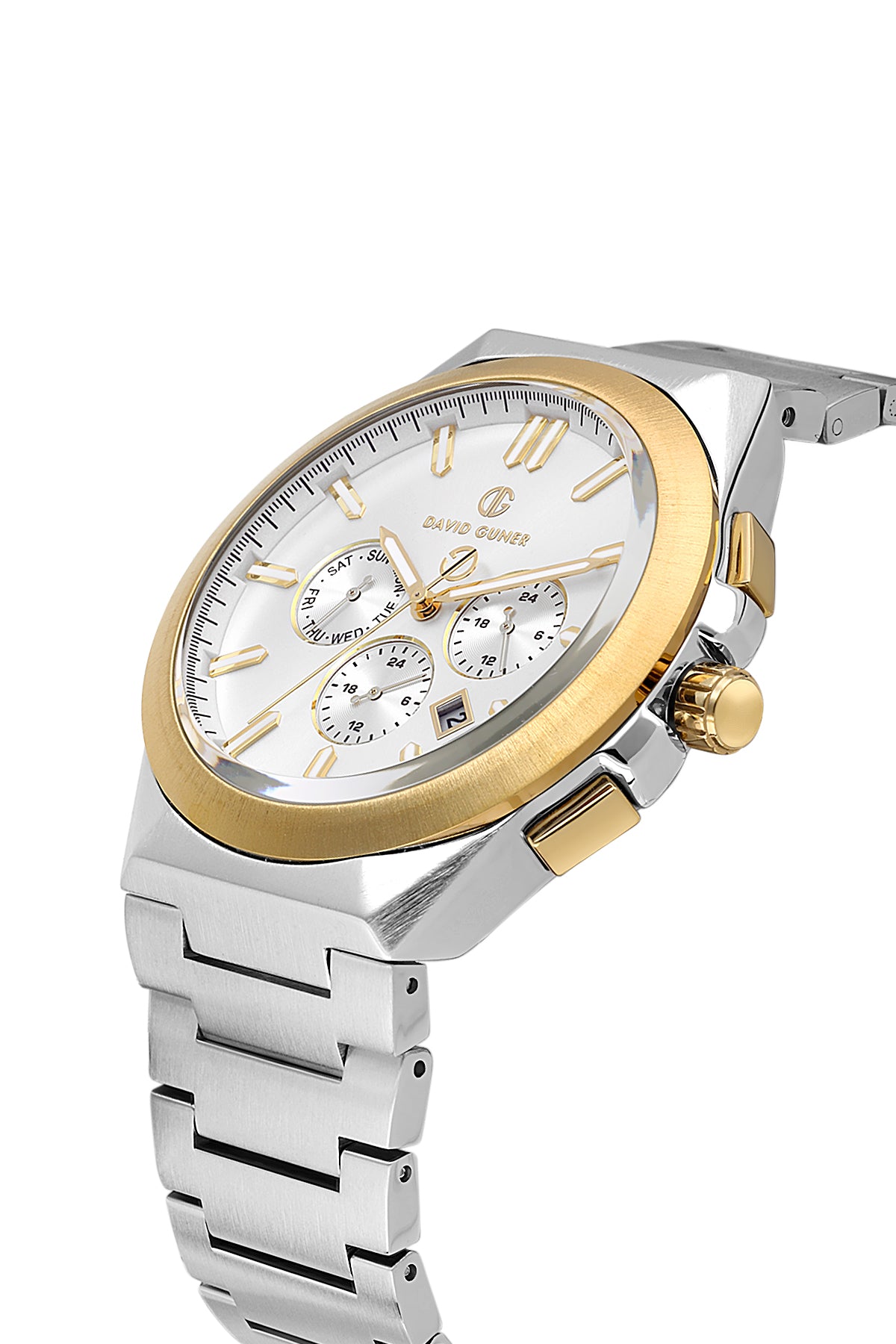 DAVID GUNER KOL SAATİ GÜMÜŞ Kadran SARI BEYAZ Kaplama ERKEK - DG-8849GA-D1