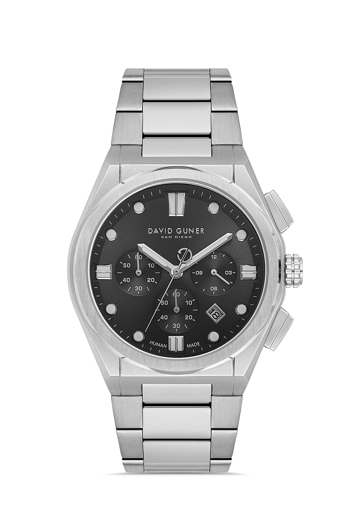 DAVID GUNER KOL SAATİ SİYAH Kadran GÜMÜŞ Kaplama ERKEK - DG-8861GA-A2