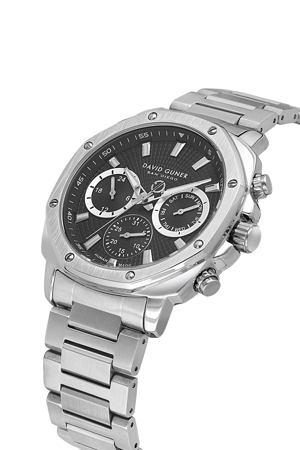 DAVID GUNER KOL SAATİ SİYAH Kadran GÜMÜŞ Kaplama ERKEK - DG-8983GA-A2