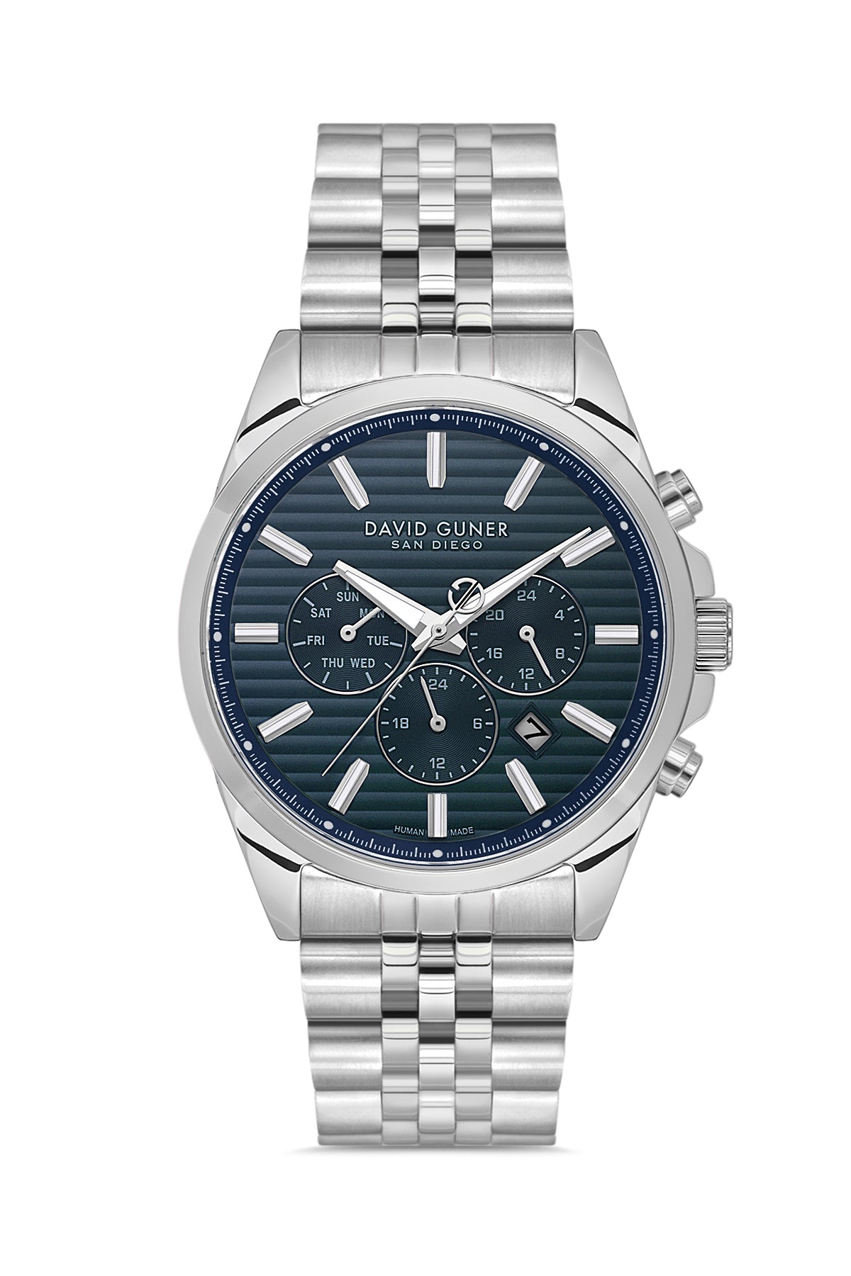 DAVID GUNER Erkek Kol Saati Mavi Kadran Gümüş Kaplama DG-9026GA-A3