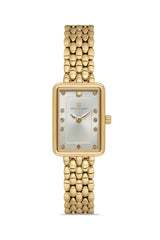 DAVID GUNER Kadın Kol Saati - Altın Rengi Kasa, Gümüş Kadran, Takvimli - DG-8882LA-B1