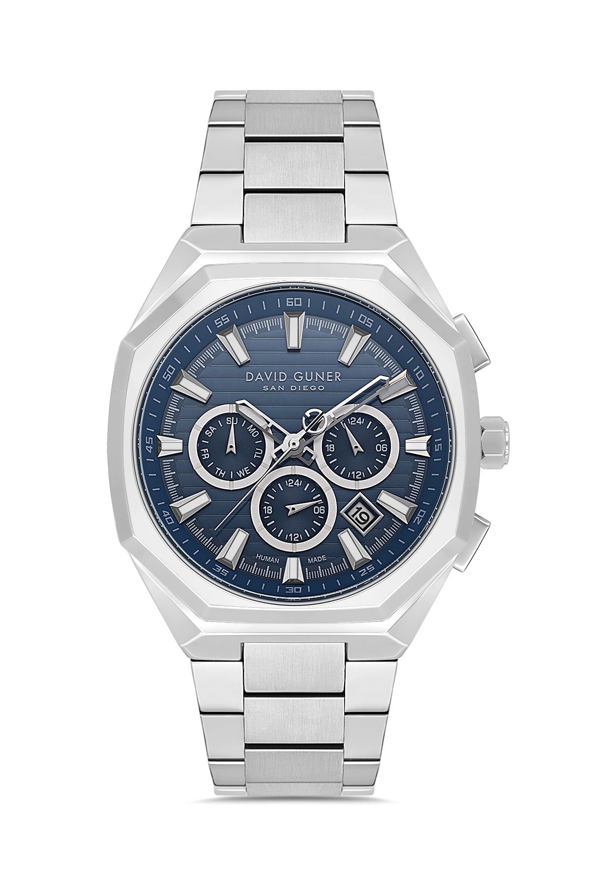 DAVID GUNER Erkek Kol Saati Mavi Kadran Gümüş Kaplama DG-9098GA-A3