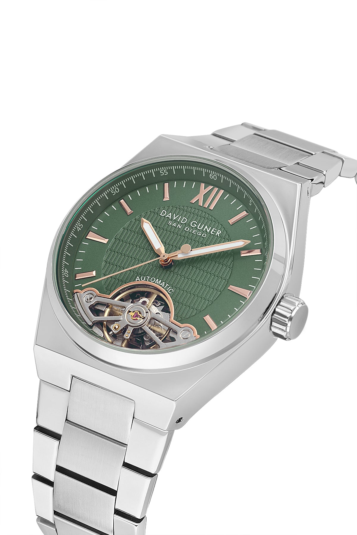 DAVID GUNER Erkek Kol Saati Yeşil Kadran Gümüş Kaplama DG-9090GA-A10