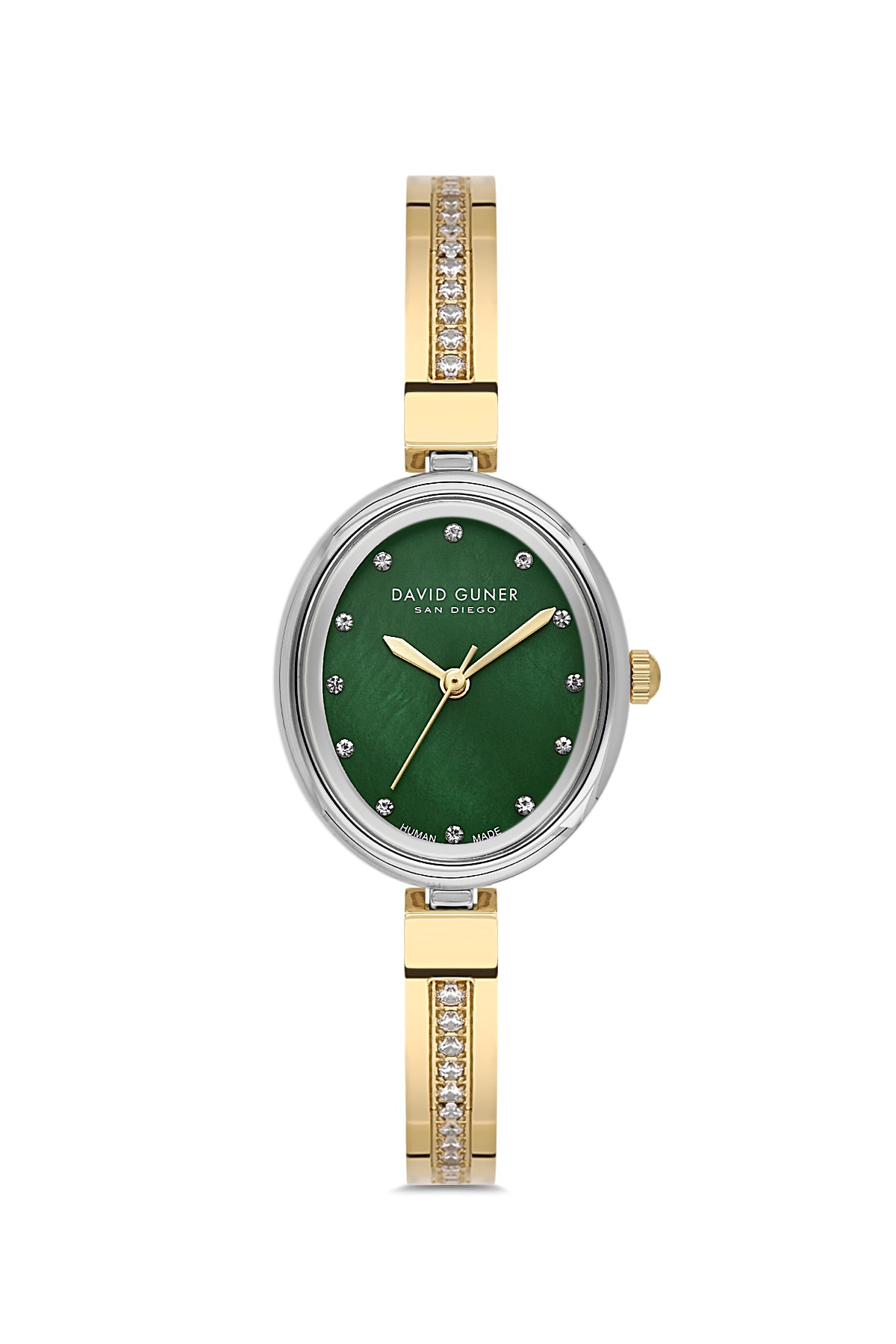 DAVID GUNER Kadın Kol Saati Yeşil Kadran Sarı Beyaz Kaplama DG-9078LA-D10