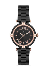 DAVID GUNER SİYAH KAPLAMALI SİYAH KADRANLI KADIN KOL SAATİ DG-8175LA-G2