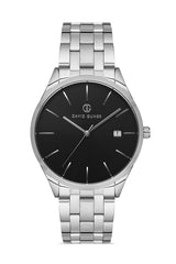 David Guner Erkek Si̇yah Kadranlı Gümüş Çelik Kol Saati - DG-8195GA-A2