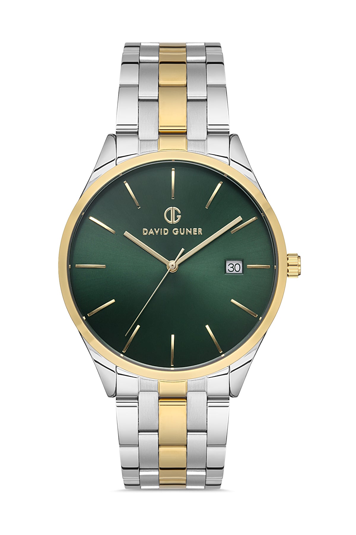 David Guner Erkek Yeşi̇l Kadranlı Sari beyaz Çelik Kol Saati - DG-8195GA-D10