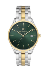 David Guner Erkek Yeşi̇l Kadranlı Sari beyaz Çelik Kol Saati - DG-8195GA-D10
