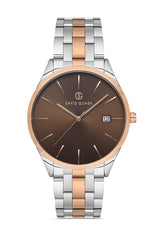David Guner Erkek Kahverengi̇ Kadranlı Rose beyaz Çelik Kol Saati - DG-8195GA-E6
