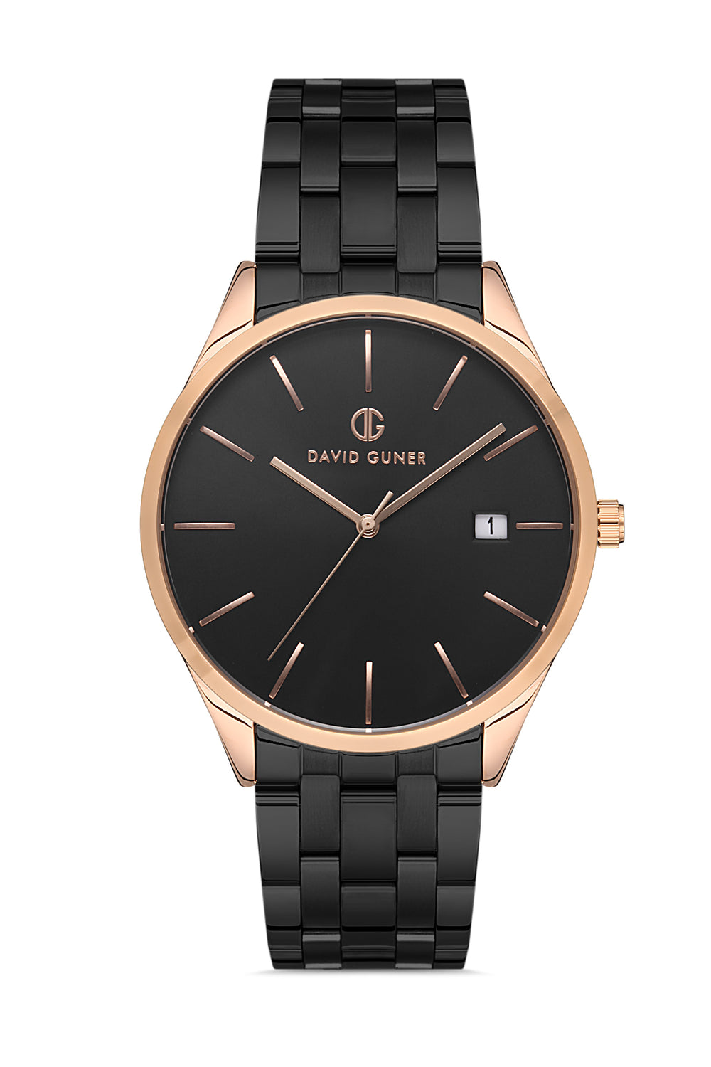 DAVID GUNER Erkek Kol Saati Siyah Kadran Rose ve Siyah Kasa DG-8195GA-R2