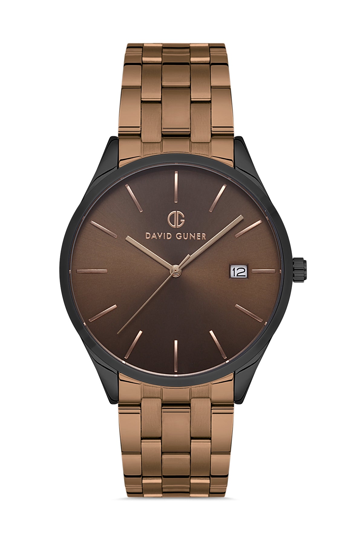 David Guner Erkek Kahverengi̇ Kadranlı Si̇yah Çelik Kol Saati - DG-8195GA-X6