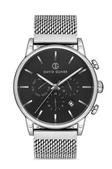 DAVID GUNER KOL SAATİ SİYAH Kadran GÜMÜŞ Kaplama ERKEK - DG-8205GC-A2