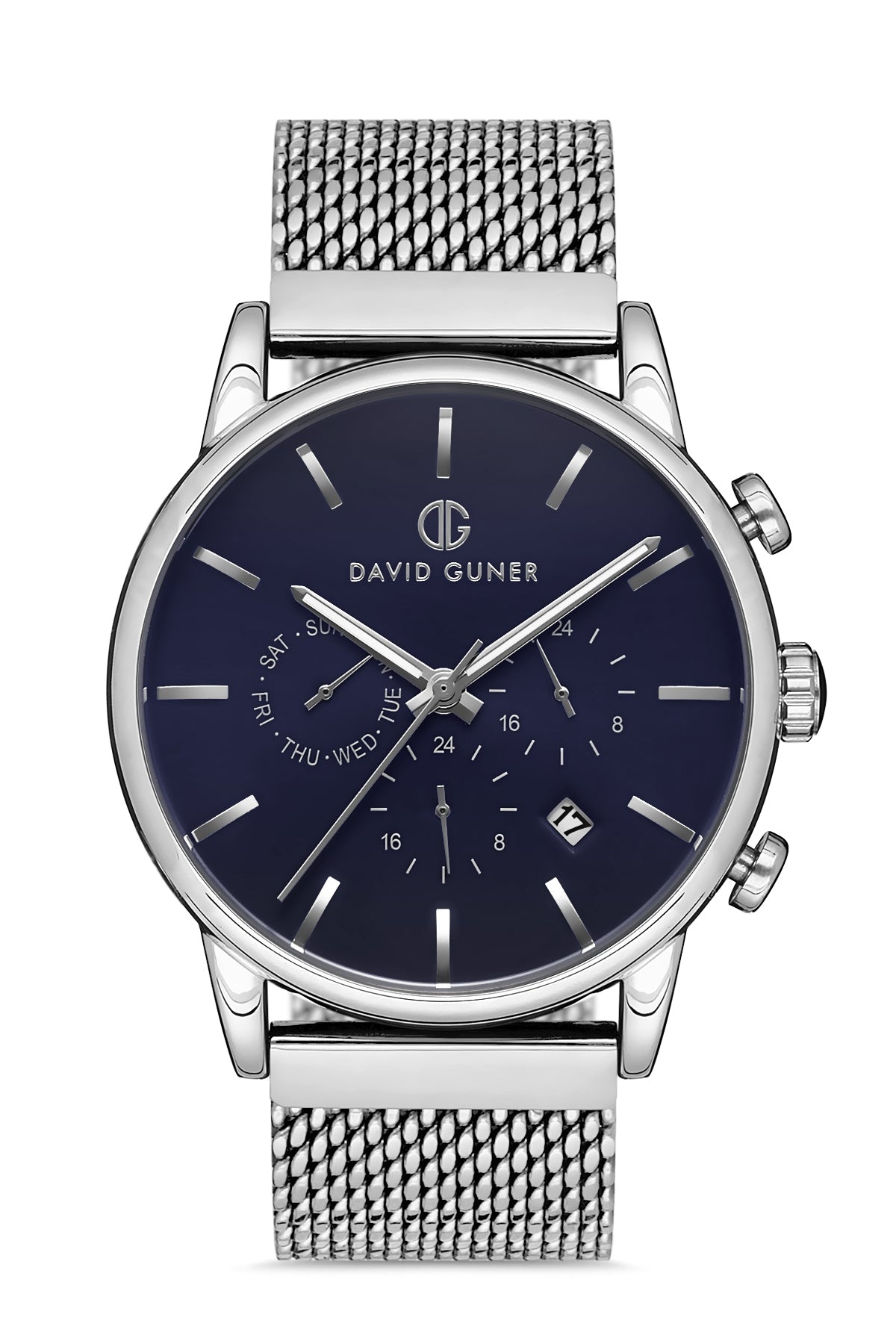 DAVID GUNER KOL SAATİ MAVİ Kadran GÜMÜŞ Kaplama ERKEK - DG-8205GC-A3