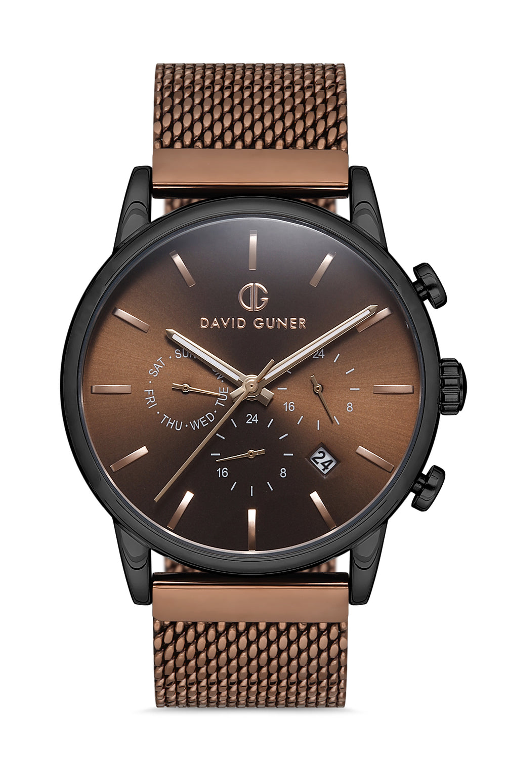DAVID GUNER Erkek Kol Saati Kahverengi Kadran Siyah Kasa DG-8205GC-X6
