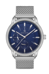 DAVID GUNER GÜMÜŞ KAPLAMALI MAVİ KADRANLI ERKEK KOL SAATİ DG-8212GC-A3