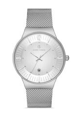 DAVID GUNER GÜMÜŞ KAPLAMALI BEYAZ KADRANLI ERKEK KOL SAATİ DG-8214GC-A1