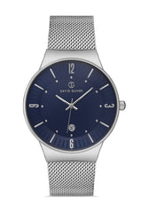 DAVID GUNER GÜMÜŞ KAPLAMALI MAVİ KADRANLI ERKEK KOL SAATİ DG-8214GC-A3