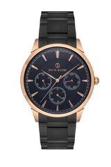 DAVID GUNER Rose Siyah Kaplama Siyah Kadranlı Multi Fonksiyon Erkek Kol Saati