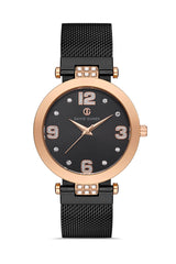 DAVID GUNER ROSE SİYAH KAPLAMALI SİYAH KADRANLI KADIN KOL SAATİ DG-8241LC-R2