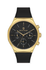 DAVID GUNER SARI KAPLAMALI SİYAH KADRANLI ERKEK KOL SAATİ DG-8265GB-N2