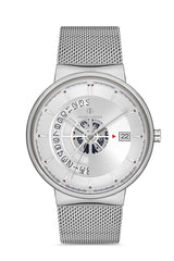 DAVID GUNER GÜMÜŞ KAPLAMALI BEYAZ KADRANLI ERKEK KOL SAATİ DG-8309GC-A1