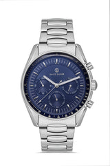 DAVID GUNER Lacivert Kadranlı Gümüş Kaplamalı Multifonksiyonlu Erkek Kol Saati - DG-8670GA-A3