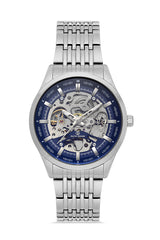 DAVID GUNER Lacivert Kadranlı Gümüş Kaplamalı Otomatik Fonksiyonlu Erkek Kol Saati - DG-8505GA-A3