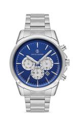 DAVID GUNER Men's Watch with Dark Blue Dial and Silver Plating Calendar