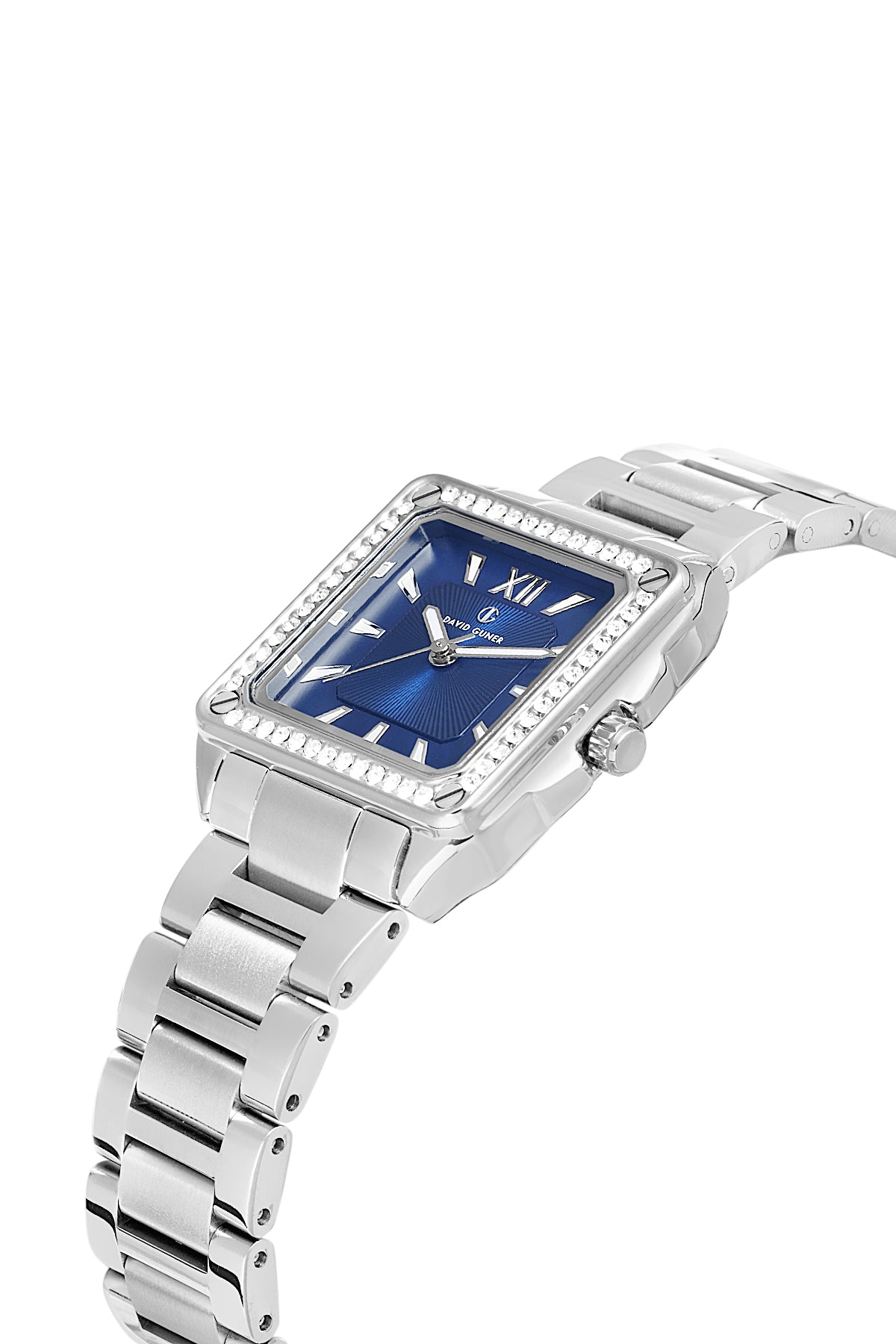 DAVID GUNER Lacivert Kadranlı Gümüş Kaplamalı Taşlı Kadın Kol Saati - DG-8669LA-A3