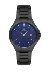 DAVID GUNER Dark Blue Dial Gun Coated Men's Watch