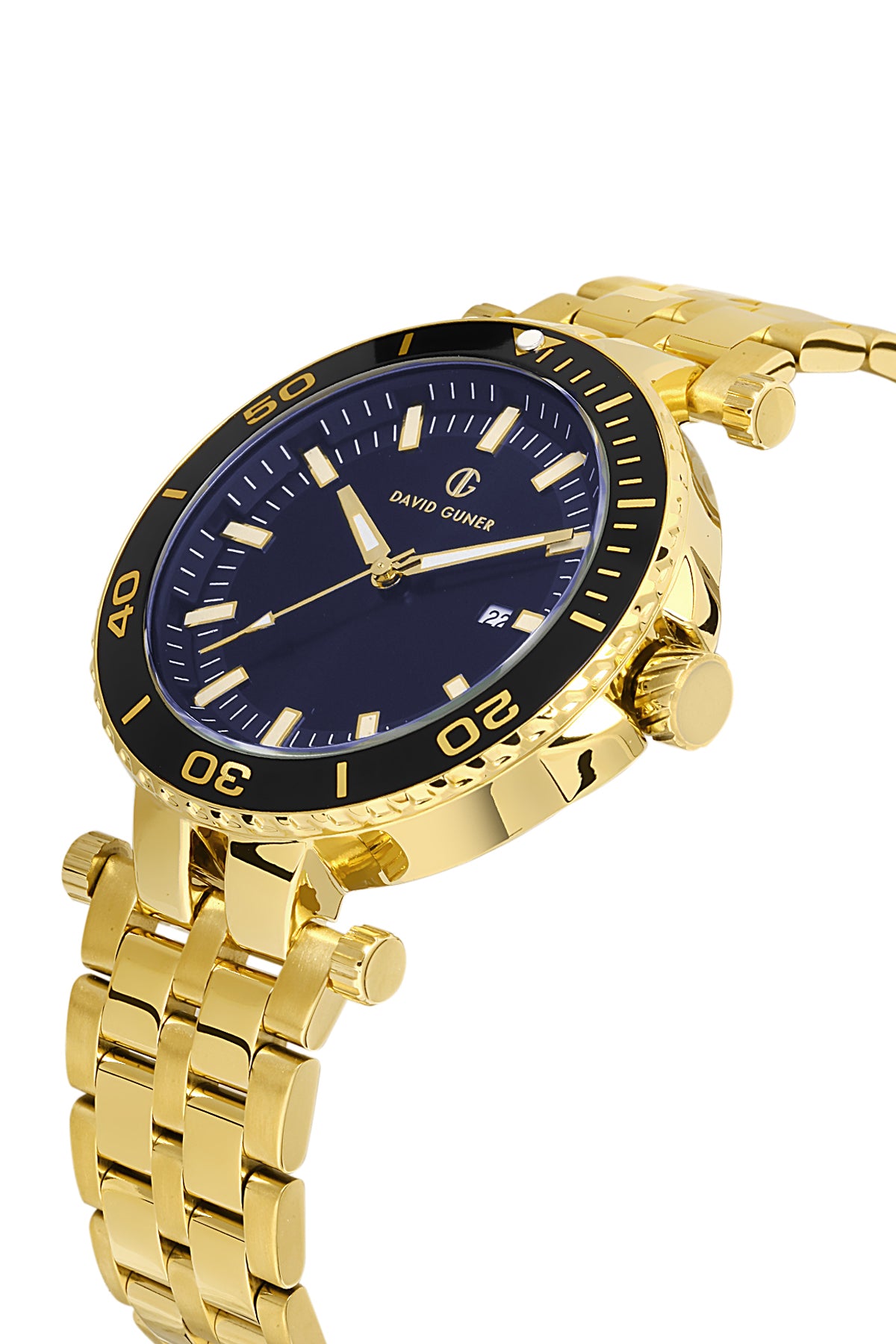 DAVID GUNER Dark Blue Dial Yellow White Coated Men's Watch