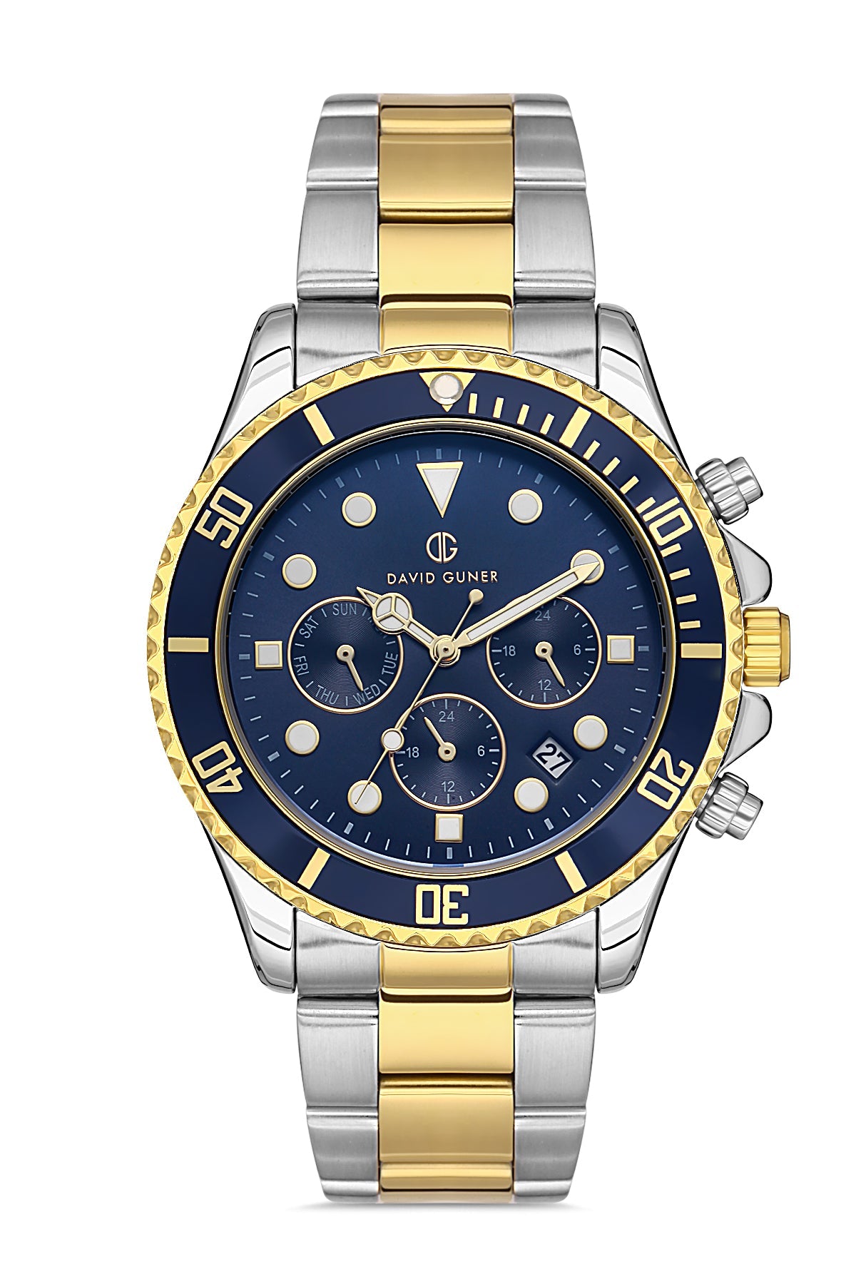 DAVID GUNER Dark Blue Dial Yellow White Coated Multifunctional Men's Watch