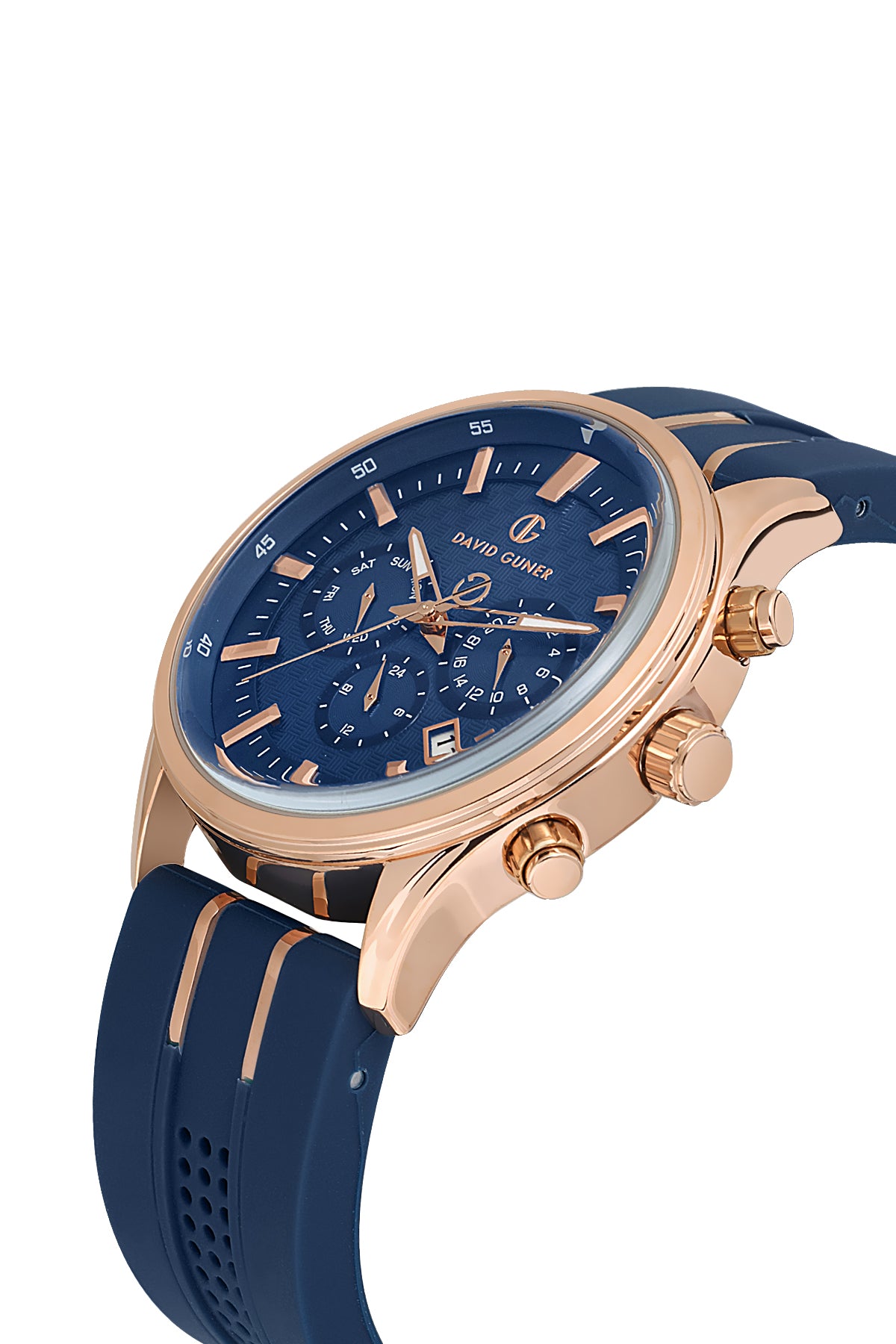 DAVID GUNER Navy Blue Men's Watch with Silicone Band