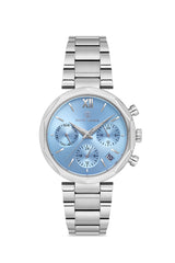 David Guner Mavi Kadranlı Gümüş Çelik Kordonlu Kadın Kol Saati - DG-8694LA-A15