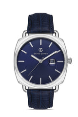 DAVID GUNER GÜMÜŞ KAPLAMALI MAVİ KADRANLI ERKEK KOL SAATİ - DG-8055GB-L3