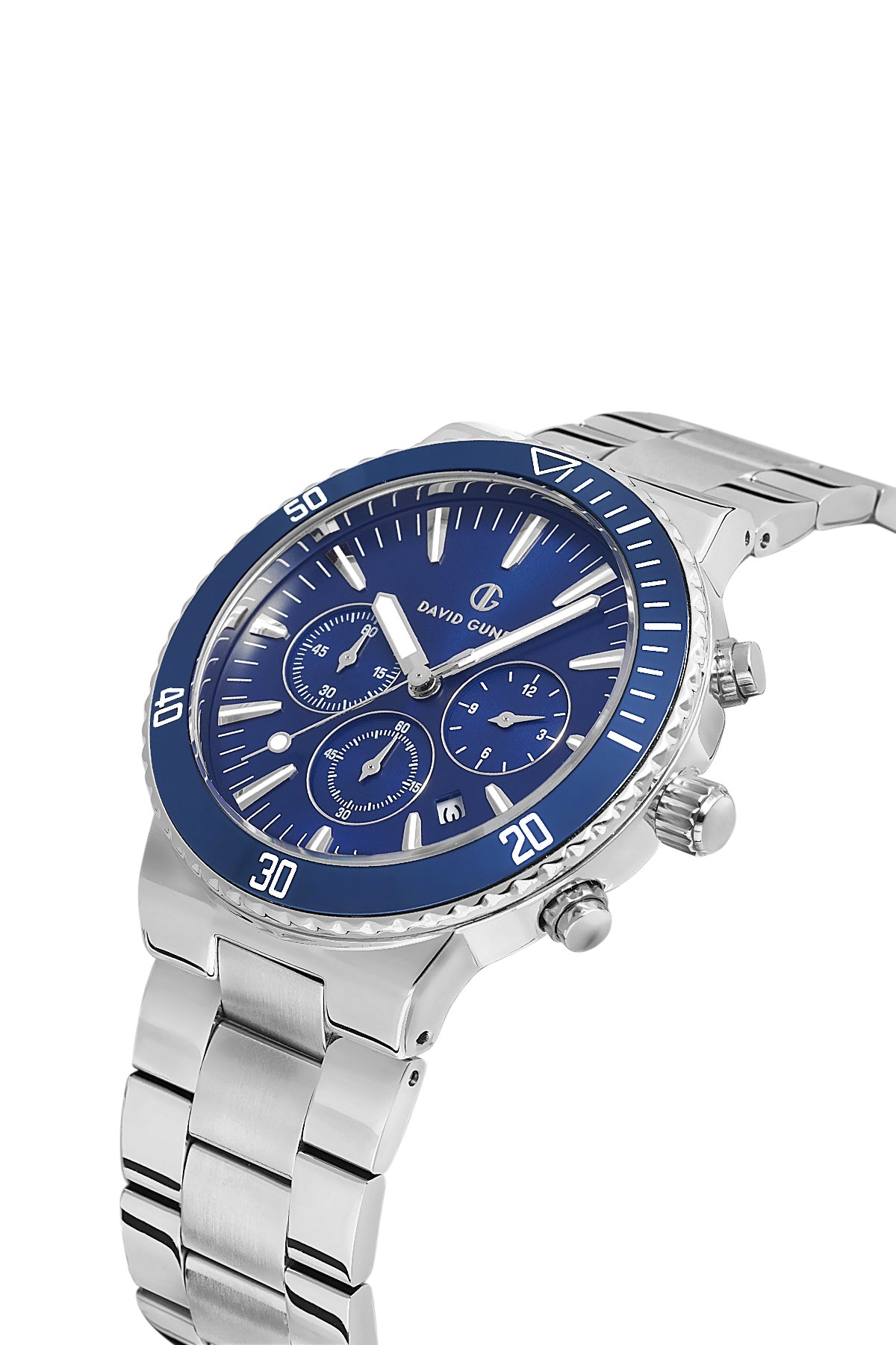 DAVID GUNER Mavi Kadranlı Gümüş Kaplamalı Erkek Kol Saati - DG-8524GA-A3