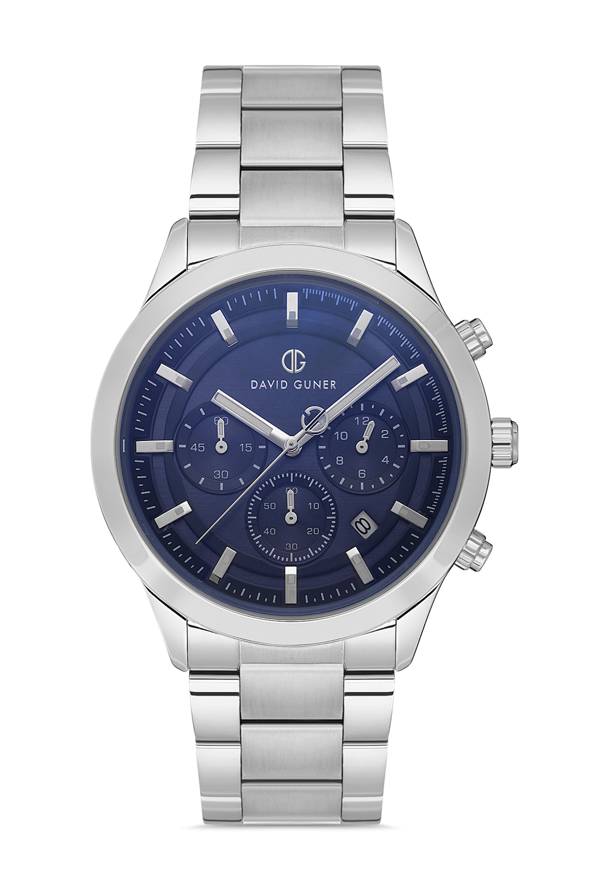 DAVID GUNER Mavi Kadranlı Gümüş Kaplamalı Erkek Kol Saati - DG-8673GA-A3