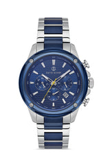 DAVID GUNER Mavi Kadranlı Gümüş Kaplamalı Multi Fonksiyonlu Paslanmaz Çelik Erkek Kol Saati - DG-8625GA-L3