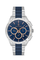 DAVID GUNER Mavi Kadranlı Gümüş Mavi Kaplamalı Erkek Kol Saati - DG-8624GA-L3