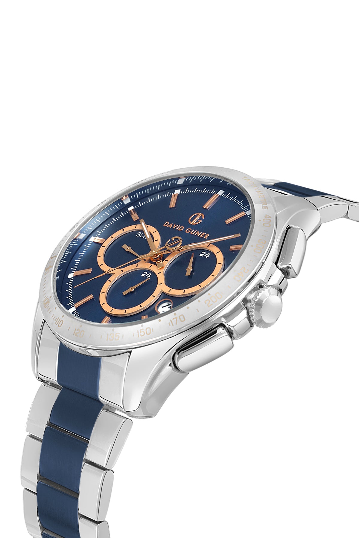 DAVID GUNER Mavi Kadranlı Gümüş Mavi Kaplamalı Erkek Kol Saati - DG-8624GA-L3