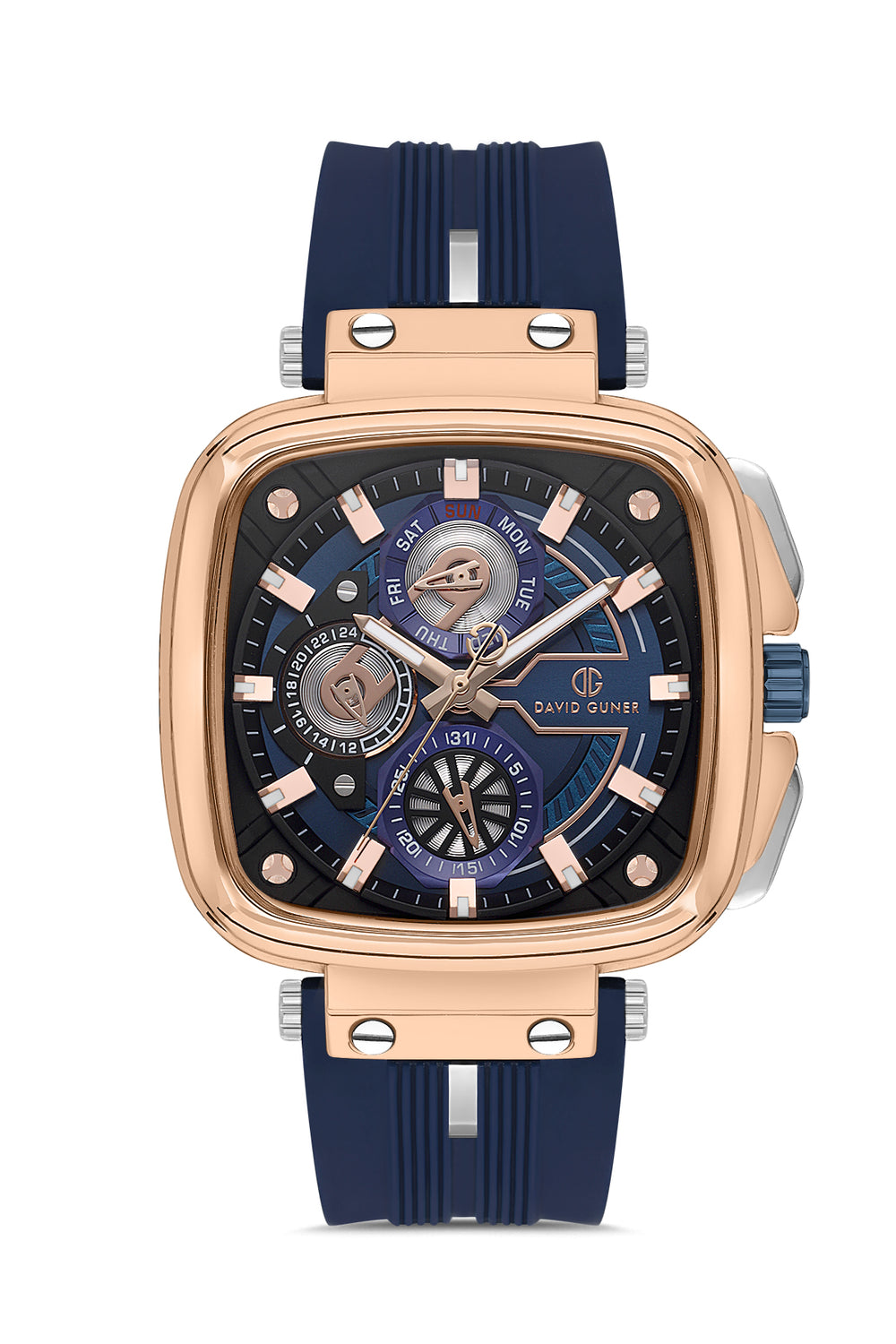 DAVID GUNER Erkek Kol Saati Mavi Kadran Rose Kaplama DG-8500GD-T3