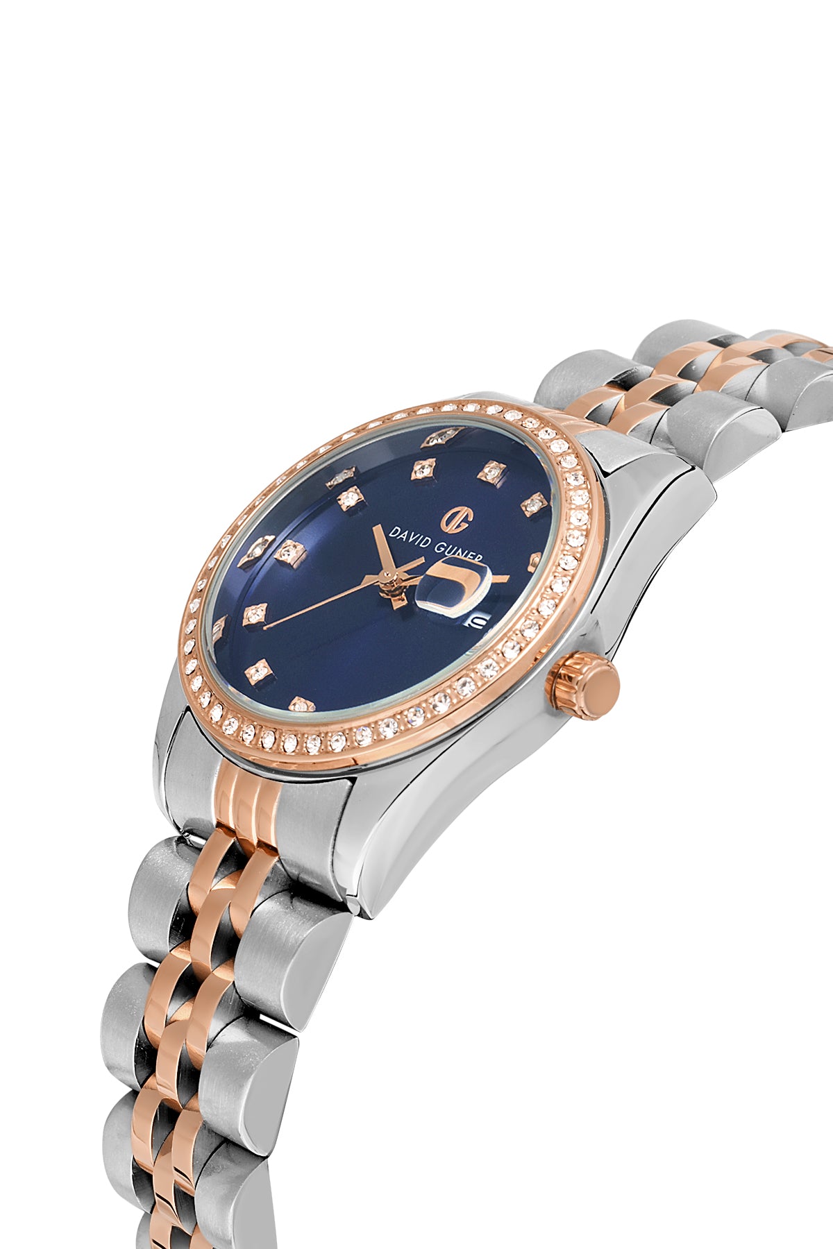David Guner Blue Dial Rose White Coated Women's Watch