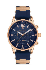 DAVID GUNER Mavi Kadranlı Rose Detaylı Mavi Silikon Kayışlı Erkek Kol Saati - DG-8456GD-T3