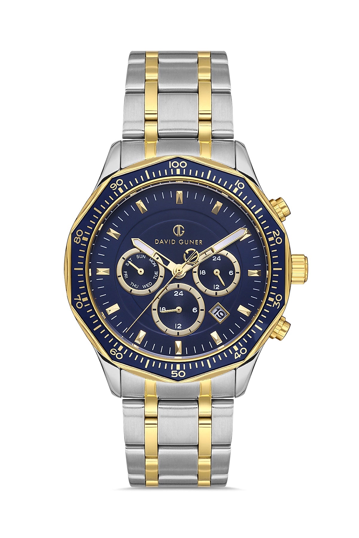 DAVID GUNER Blue Dial Yellow White Coated Men's Watch