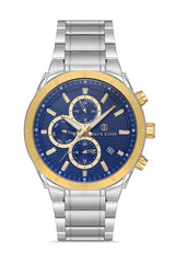 DAVID GUNER Mavi Kadranlı Sarı-Beyaz Kaplamalı Erkek Kol Saati - DG-8645GA-D3