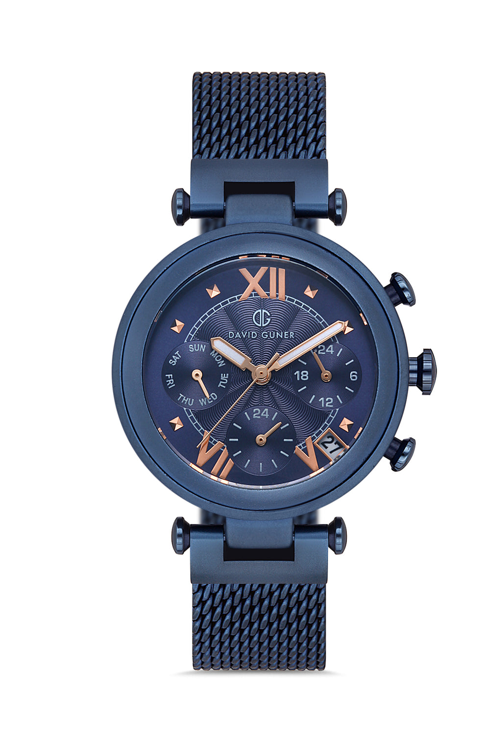 Davıd Guner Blue Coated Steel Braided Band Women's Watch