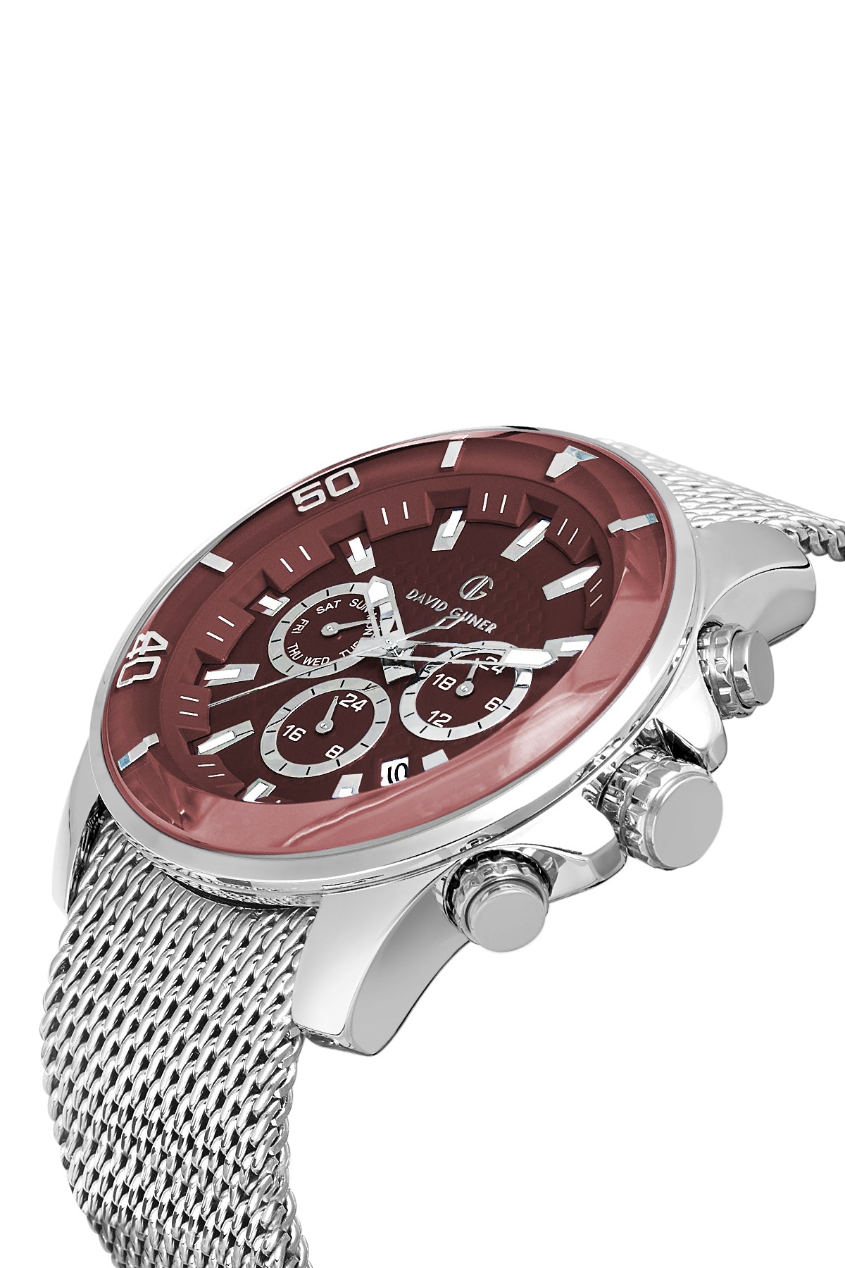 DAVID GUNER Multifonksiyonlu Bordo Kadranlı Erkek Kol Saati - DG-8263GC-A6