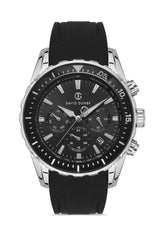 DAVID GUNER Multifunctional Silver Black Coated Men's Watch
