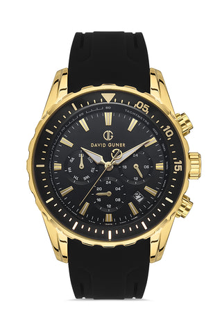 DAVID GUNER Multifunctional Yellow Coated Men's Watch